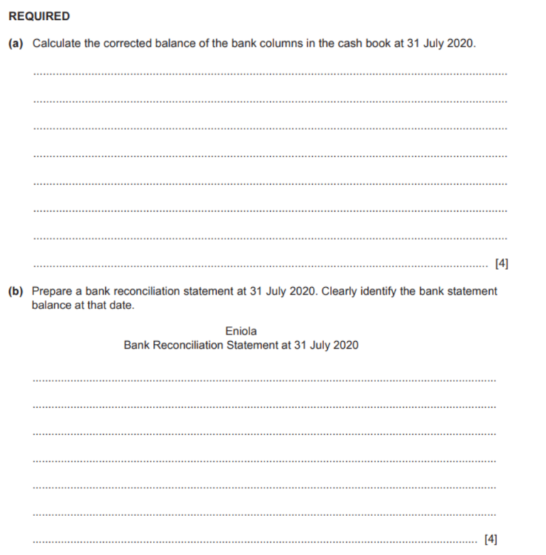 Bank Reconciliation Statements notes